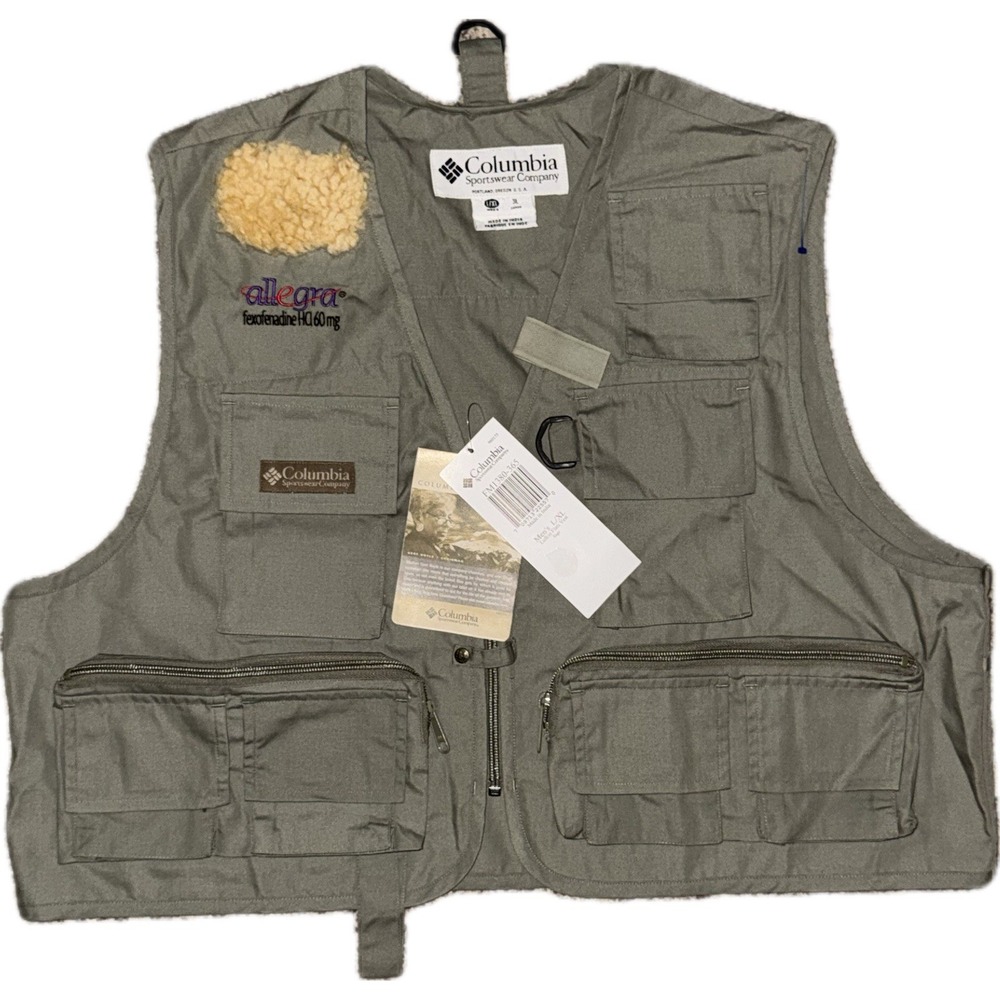 NWT Columbia Lufkin Flats Sport Fly Fishing Vest XL Green VTG 1999 Allegra Promo